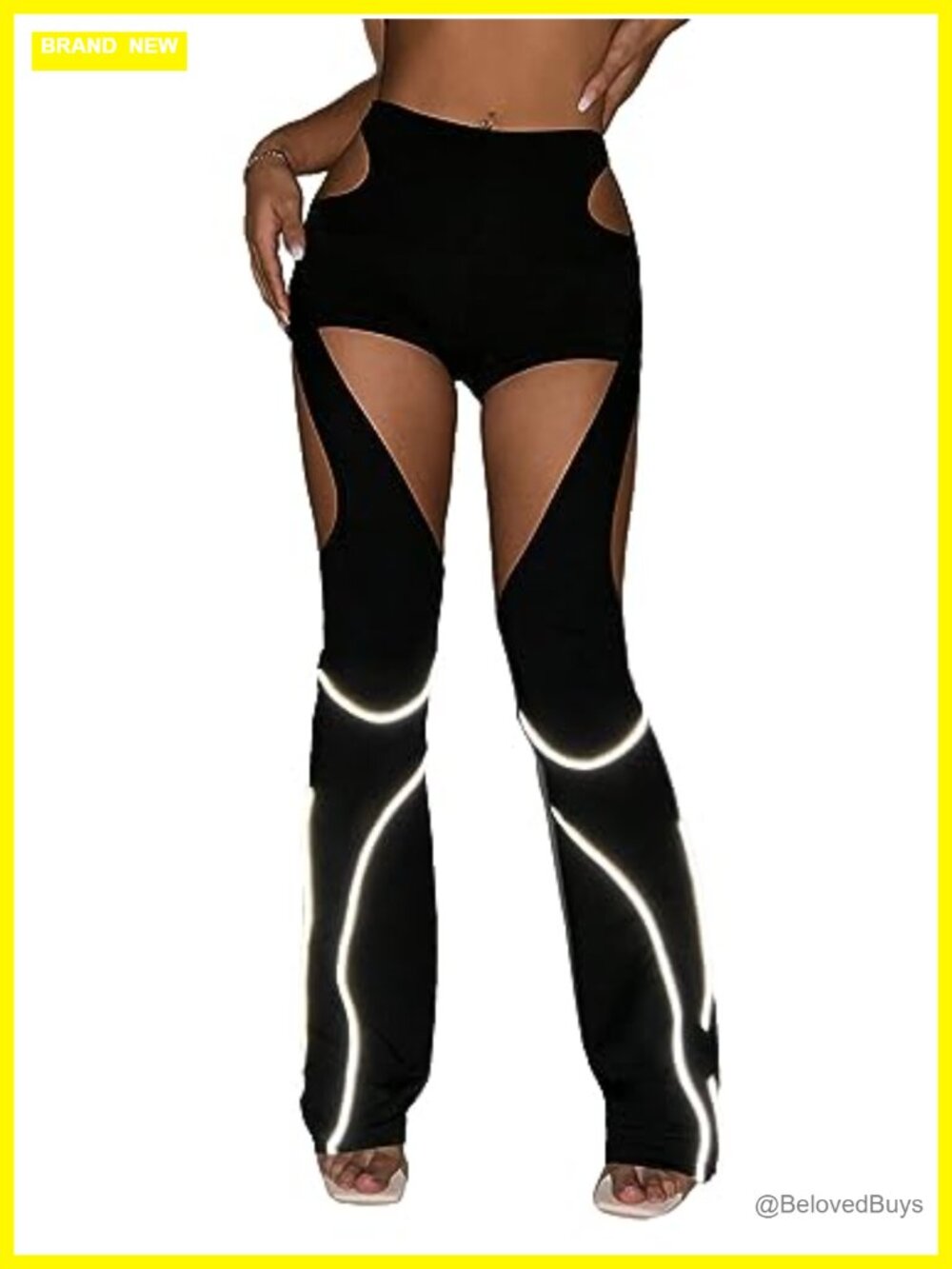 Women's Y2K Cut Out Low Waist Flared Pants Disco Rave Festival Outfit